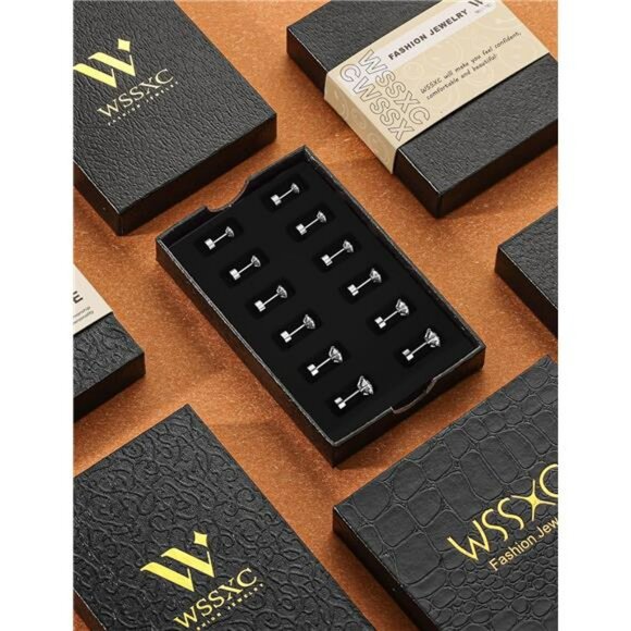 Cubic zirconia stud earrings set hypoallergenic flat back surgical steel - Picture 6 of 7